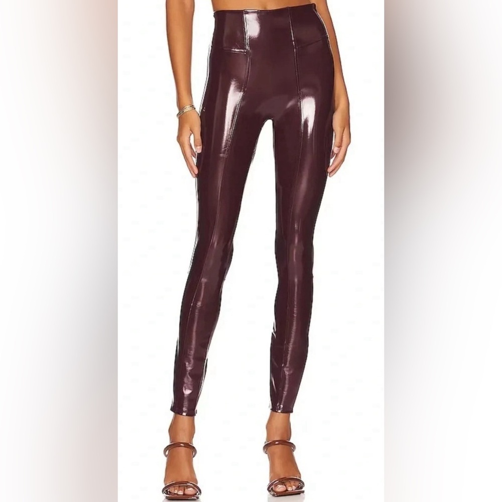 NWT - SPANX Faux Patent Leather Leggings - Ruby